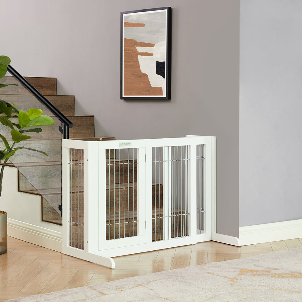 Freestanding Retractable Dog Barrier with Gate Large