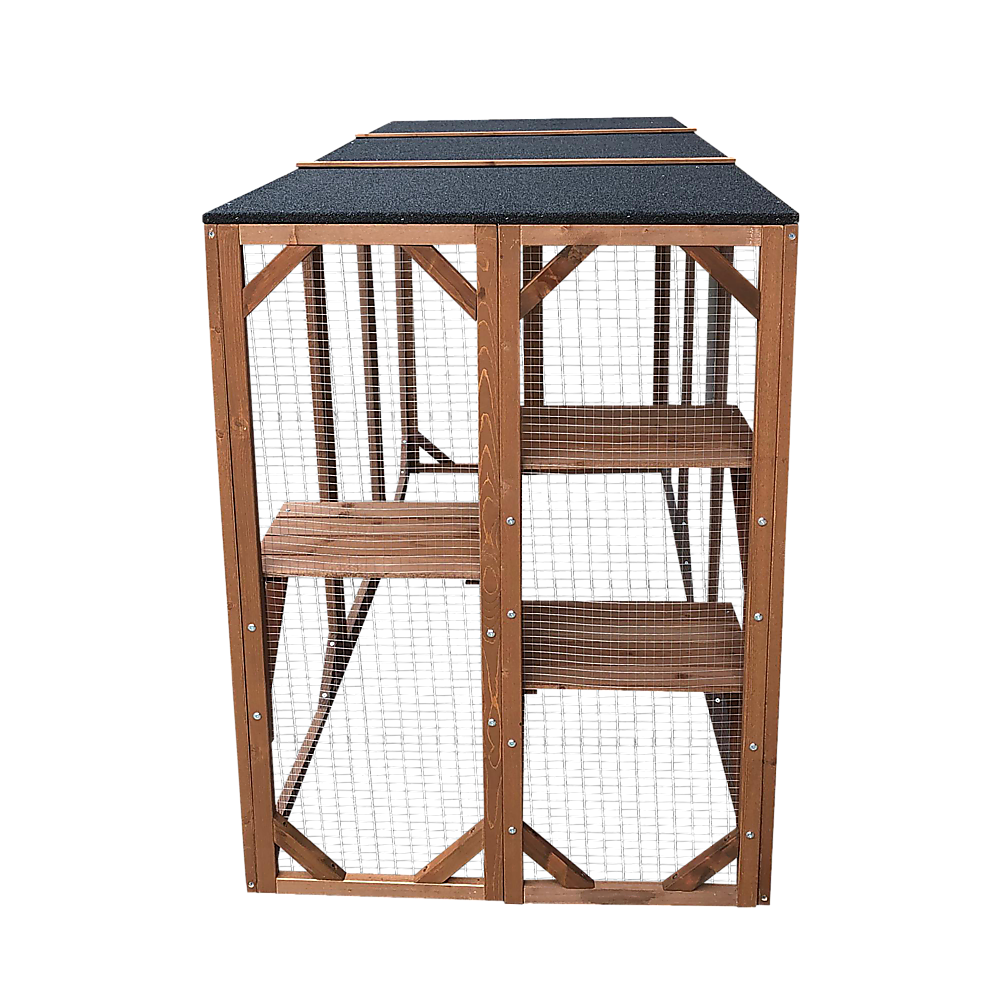 180cm Large Cat Enclosure Wooden Outdoor Cage with 3 Platforms